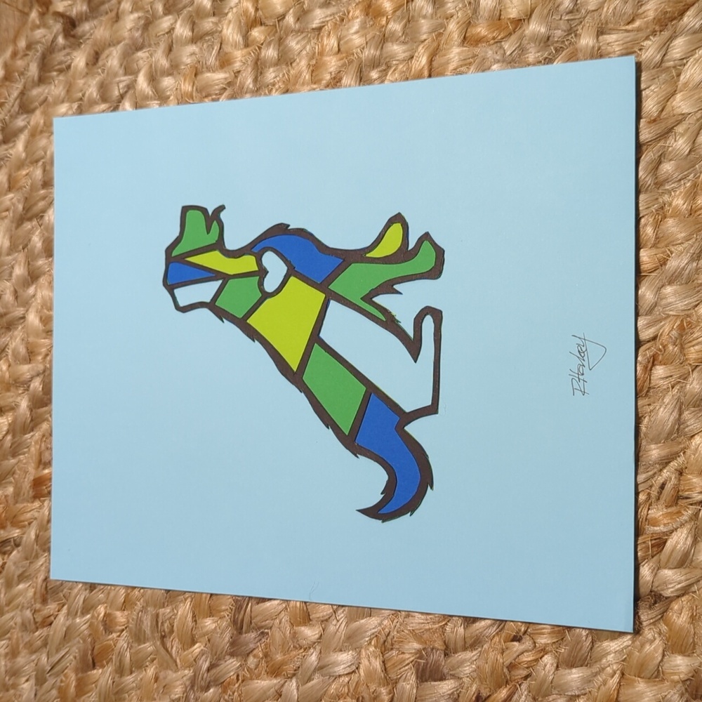 8x10 Layered paper dog art, stained glass style